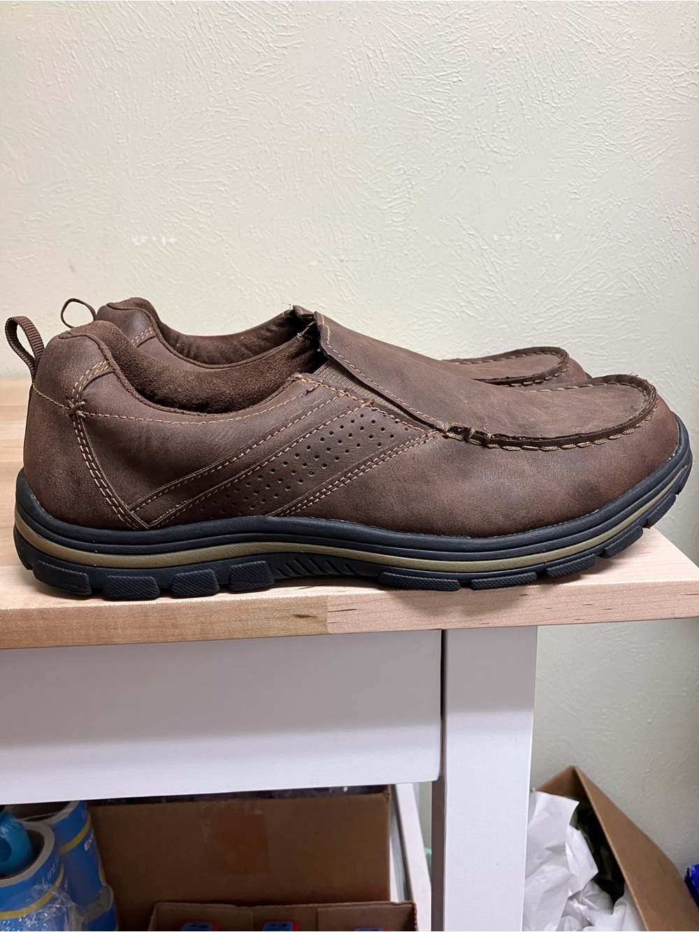 Faded Glory Brown Slip-On Moccasin Loafers